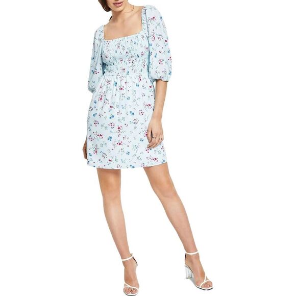 Bar III Womens Floral Smocked Romantic Dress Large - Picture 1 of 12